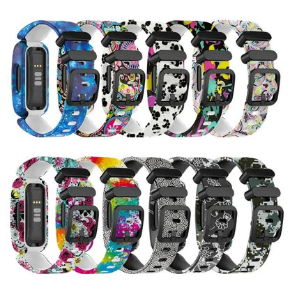 For Fitbit Ace 3 / Inspire2 xDfind Black Buckle Painting Integrated Silicone Watch Band(Camouflage) - Watch Bands by xDfind | Online Shopping UK | buy2fix