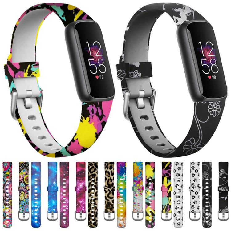 xDfind Silver Buckle Painting Silicone Watch Band For Fitbit Luxe, Size:L(Painting) - Watch Bands by xDfind | Online Shopping UK | buy2fix