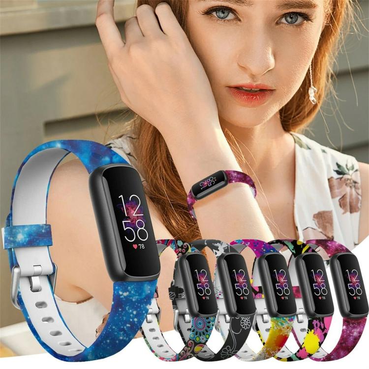 xDfind Silver Buckle Painting Silicone Watch Band For Fitbit Luxe, Size:S(Painting) - Watch Bands by xDfind | Online Shopping UK | buy2fix