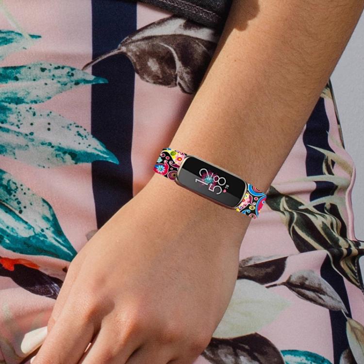 xDfind Silver Buckle Painting Silicone Watch Band For Fitbit Luxe, Size:L(Painting) - Watch Bands by xDfind | Online Shopping UK | buy2fix