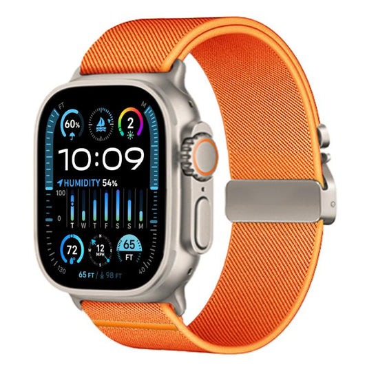 For Apple Watch 42 / 44 / 45 / 46 / 49mm xDfind Parachute Buckle Stretch Nylon Watch Band(Orange) - Watch Bands by xDfind | Online Shopping UK | buy2fix