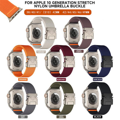 For Apple Watch 42 / 44 / 45 / 46 / 49mm xDfind Parachute Buckle Stretch Nylon Watch Band(Orange) - Watch Bands by xDfind | Online Shopping UK | buy2fix