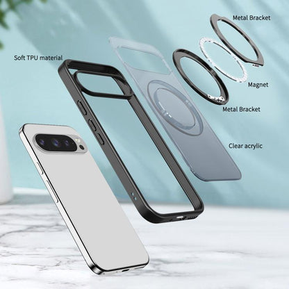 For Google Pixel 10 Pro XL kalebol MagSafe Metal Ring Holder Phone Case(Black) - Google Cases by Kalebol | Online Shopping UK | buy2fix