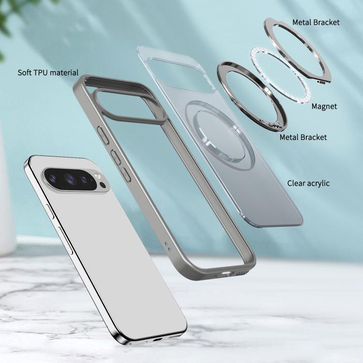 For Google Pixel 10 Pro XL kalebol MagSafe Metal Ring Holder Phone Case(Titanium Gray) - Google Cases by Kalebol | Online Shopping UK | buy2fix