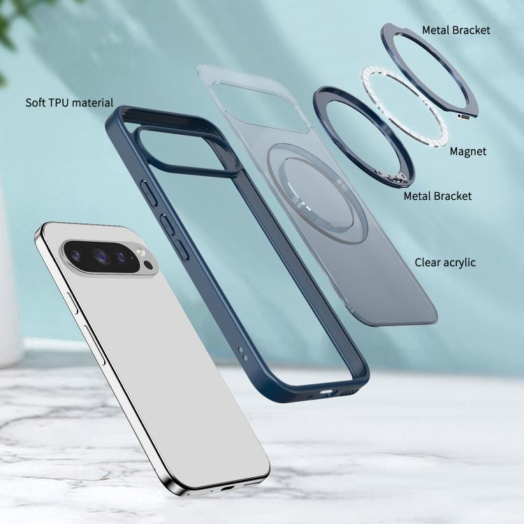 For Google Pixel 10 Pro kalebol MagSafe Metal Ring Holder Phone Case(Blue) - Google Cases by Kalebol | Online Shopping UK | buy2fix