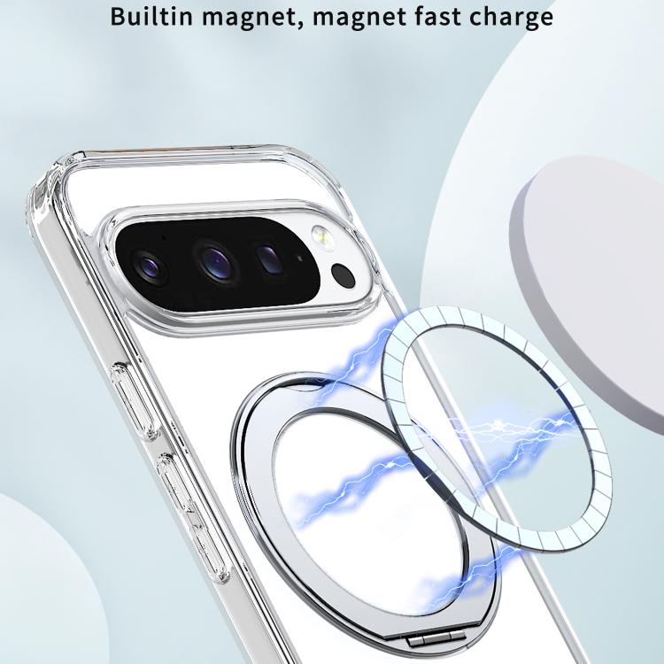 For Google Pixel 10 Pro kalebol MagSafe Metal Ring Holder Phone Case(Transparent) - Google Cases by Kalebol | Online Shopping UK | buy2fix