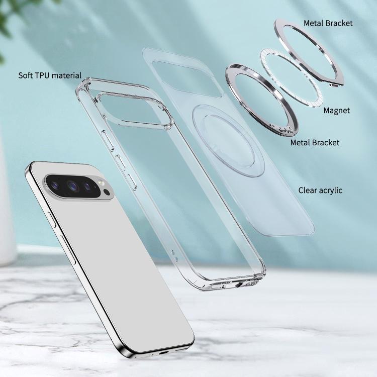 For Google Pixel 10 Pro kalebol MagSafe Metal Ring Holder Phone Case(Transparent) - Google Cases by Kalebol | Online Shopping UK | buy2fix