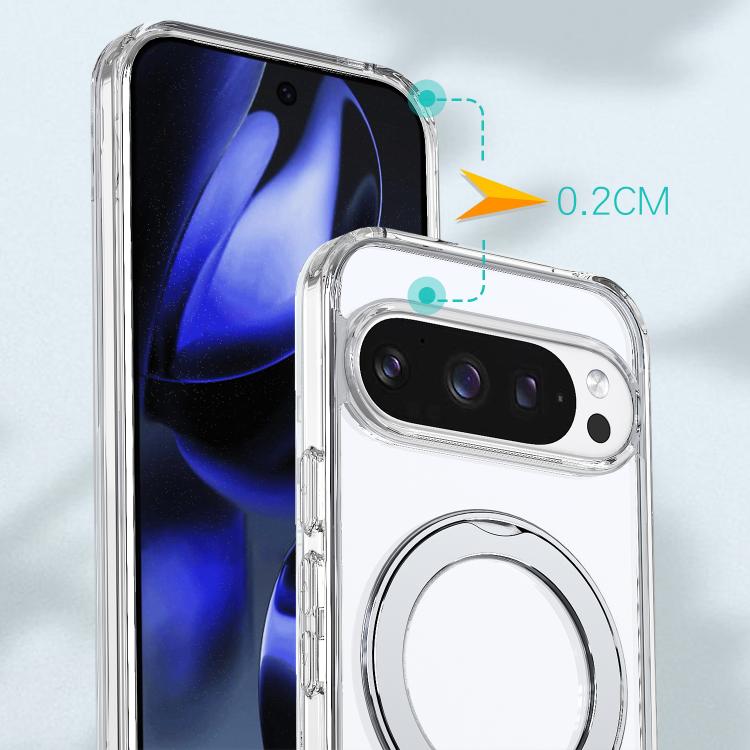 For Google Pixel 10 Pro kalebol MagSafe Metal Ring Holder Phone Case(Transparent) - Google Cases by Kalebol | Online Shopping UK | buy2fix