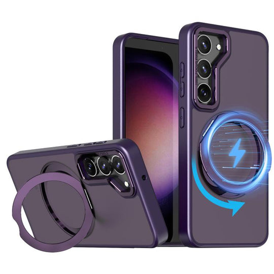 For Samsung Galaxy S23 5G kalebol MagSafe Metal Ring Holder Phone Case(Dark Purple)
