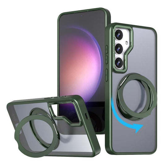 For Samsung Galaxy S24 5G kalebol MagSafe Metal Ring Holder Phone Case(Green)