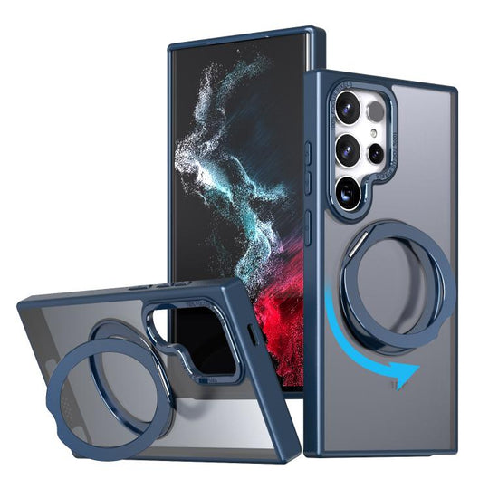 For Samsung Galaxy S24 Ultra 5G kalebol MagSafe Metal Ring Holder Phone Case(Blue)