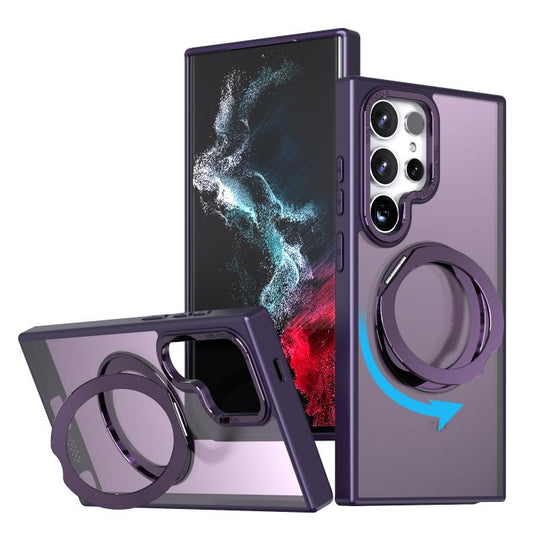 For Samsung Galaxy S24 Ultra 5G kalebol MagSafe Metal Ring Holder Phone Case(Dark Purple)