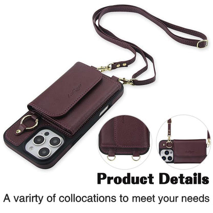 For iPhone 16 Pro Max AwQuer 2 in 1 Crossbody Wallet Leather Back Phone Case(Wine Red) - iPhone 16 Pro Max Cases by Awquer | Online Shopping UK | buy2fix