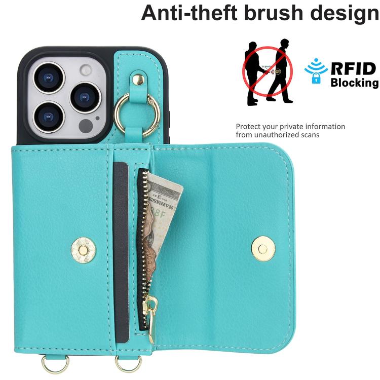 For iPhone 16 Pro Max AwQuer 2 in 1 Crossbody Wallet Leather Back Phone Case(Light Green) - iPhone 16 Pro Max Cases by Awquer | Online Shopping UK | buy2fix