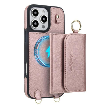 For iPhone 16 Pro Max AwQuer 2 in 1 Crossbody Wallet Leather Back Phone Case(Rose Gold) - iPhone 16 Pro Max Cases by Awquer | Online Shopping UK | buy2fix