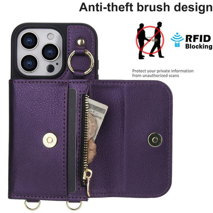 For iPhone 16 Pro Max AwQuer 2 in 1 Crossbody Wallet Leather Back Phone Case(Dark Purple) - iPhone 16 Pro Max Cases by Awquer | Online Shopping UK | buy2fix