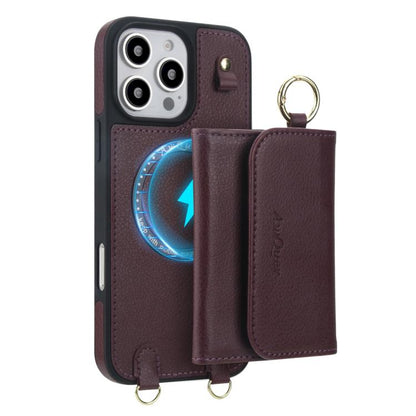For iPhone 16 Pro AwQuer 2 in 1 Crossbody Wallet Leather Back Phone Case(Wine Red) - iPhone 16 Pro Cases by Awquer | Online Shopping UK | buy2fix