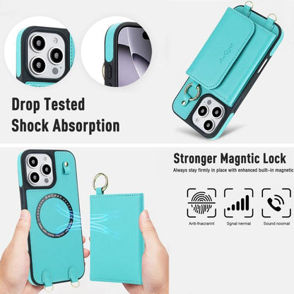 For iPhone 16 Pro AwQuer 2 in 1 Crossbody Wallet Leather Back Phone Case(Light Green) - iPhone 16 Pro Cases by Awquer | Online Shopping UK | buy2fix