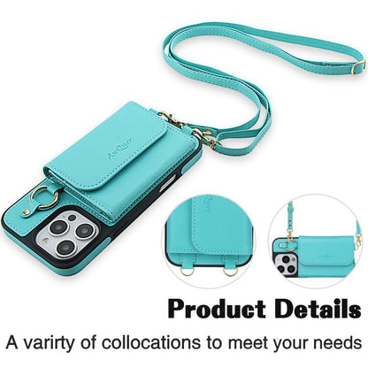 For iPhone 16 Pro AwQuer 2 in 1 Crossbody Wallet Leather Back Phone Case(Light Green) - iPhone 16 Pro Cases by Awquer | Online Shopping UK | buy2fix