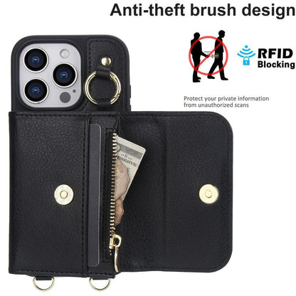 For iPhone 16 Plus AwQuer 2 in 1 Crossbody Wallet Leather Back Phone Case(Black) - iPhone 16 Plus Cases by Awquer | Online Shopping UK | buy2fix