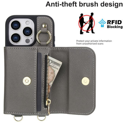 For iPhone 16 Plus AwQuer 2 in 1 Crossbody Wallet Leather Back Phone Case(Grey) - iPhone 16 Plus Cases by Awquer | Online Shopping UK | buy2fix
