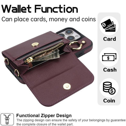 For iPhone 16 Plus AwQuer 2 in 1 Crossbody Wallet Leather Back Phone Case(Wine Red) - iPhone 16 Plus Cases by Awquer | Online Shopping UK | buy2fix