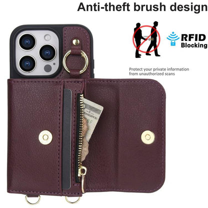 For iPhone 16 Plus AwQuer 2 in 1 Crossbody Wallet Leather Back Phone Case(Wine Red) - iPhone 16 Plus Cases by Awquer | Online Shopping UK | buy2fix