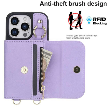 For iPhone 16 AwQuer 2 in 1 Crossbody Wallet Leather Back Phone Case(Light Purple) - iPhone 16 Cases by Awquer | Online Shopping UK | buy2fix