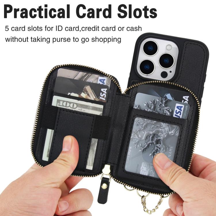 For iPhone 16 Pro Max AwQuer 2 in 1 Crossbody Wallet Leather Back Phone Case(Black) - iPhone 16 Pro Max Cases by Awquer | Online Shopping UK | buy2fix