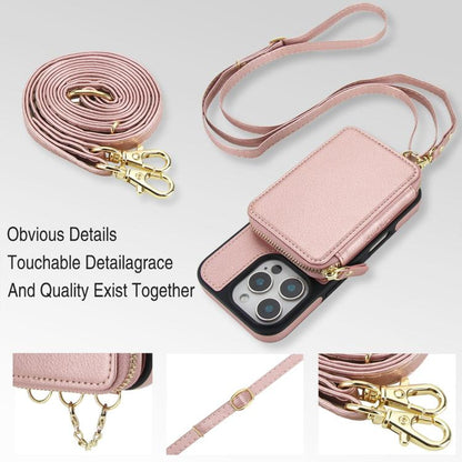 For iPhone 16 Plus AwQuer 2 in 1 Crossbody Wallet Leather Back Phone Case(Rose Gold) - iPhone 16 Plus Cases by Awquer | Online Shopping UK | buy2fix