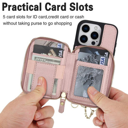 For iPhone 16 Plus AwQuer 2 in 1 Crossbody Wallet Leather Back Phone Case(Rose Gold) - iPhone 16 Plus Cases by Awquer | Online Shopping UK | buy2fix