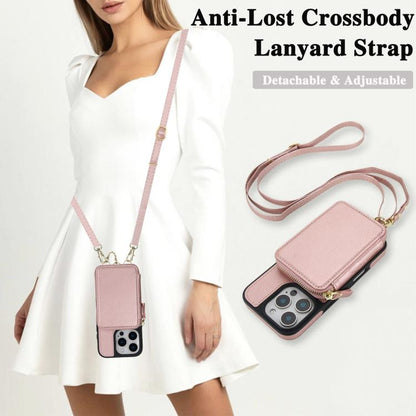 For iPhone 16 Plus AwQuer 2 in 1 Crossbody Wallet Leather Back Phone Case(Rose Gold) - iPhone 16 Plus Cases by Awquer | Online Shopping UK | buy2fix