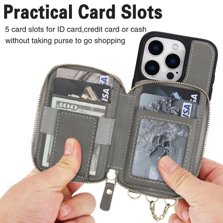 For iPhone 16 AwQuer 2 in 1 Crossbody Wallet Leather Back Phone Case(Grey) - iPhone 16 Cases by Awquer | Online Shopping UK | buy2fix