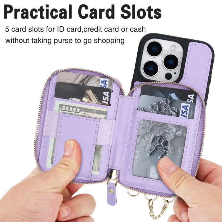 For iPhone 16 AwQuer 2 in 1 Crossbody Wallet Leather Back Phone Case(Light Purple) - iPhone 16 Cases by Awquer | Online Shopping UK | buy2fix