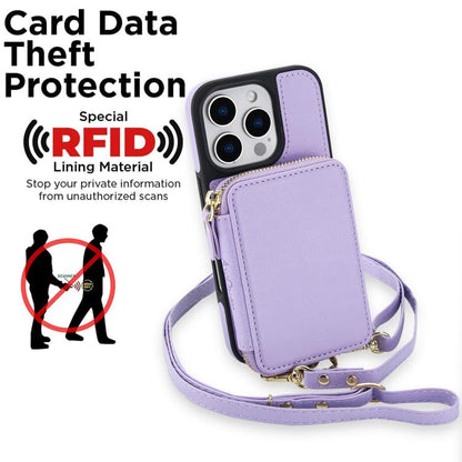 For iPhone 16 AwQuer 2 in 1 Crossbody Wallet Leather Back Phone Case(Light Purple) - iPhone 16 Cases by Awquer | Online Shopping UK | buy2fix