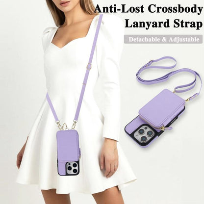 For iPhone 16 AwQuer 2 in 1 Crossbody Wallet Leather Back Phone Case(Light Purple) - iPhone 16 Cases by Awquer | Online Shopping UK | buy2fix