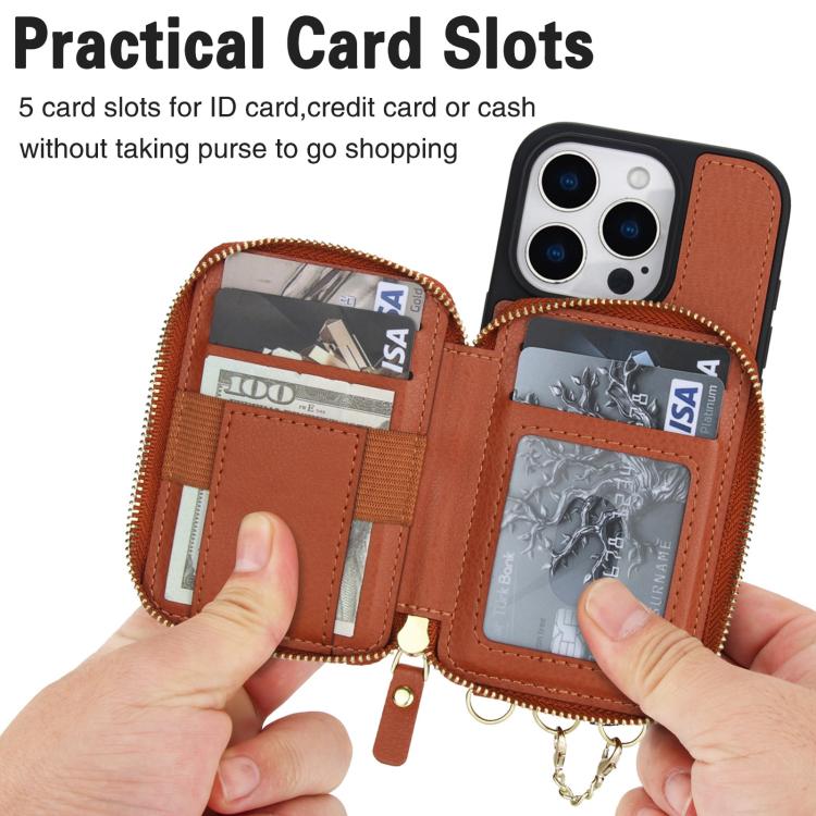 For iPhone 16 AwQuer 2 in 1 Crossbody Wallet Leather Back Phone Case(Brown) - iPhone 16 Cases by Awquer | Online Shopping UK | buy2fix