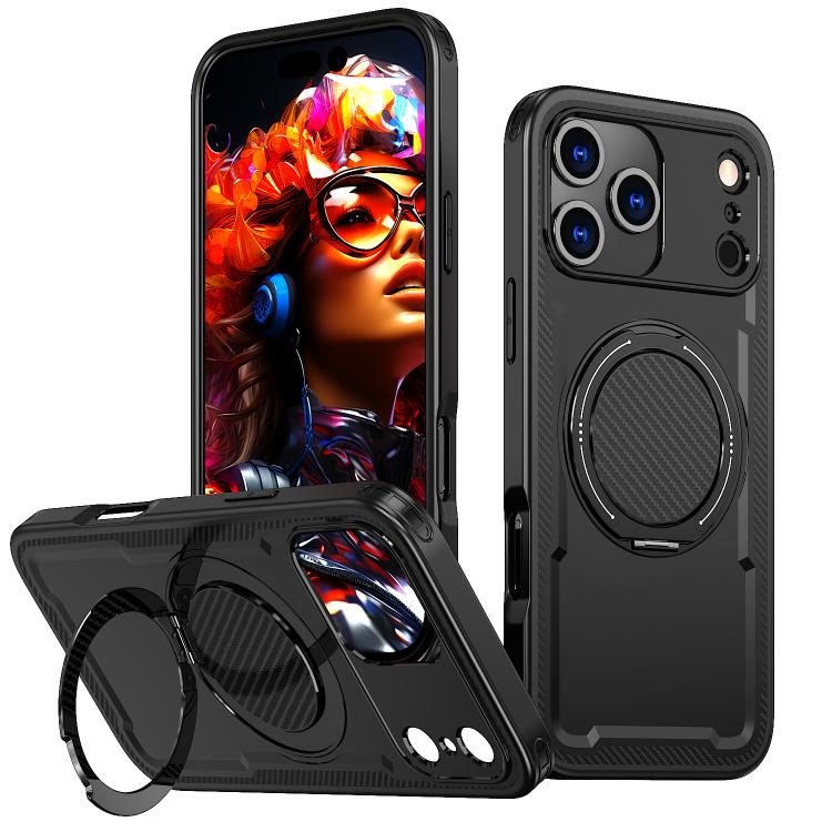 For iPhone 17 Pro Max kalebol Metal 360 Degree Rotation Holder MagSafe Phone Case(Black) - iPhone 17 Pro Max Cases by Kalebol | Online Shopping UK | buy2fix