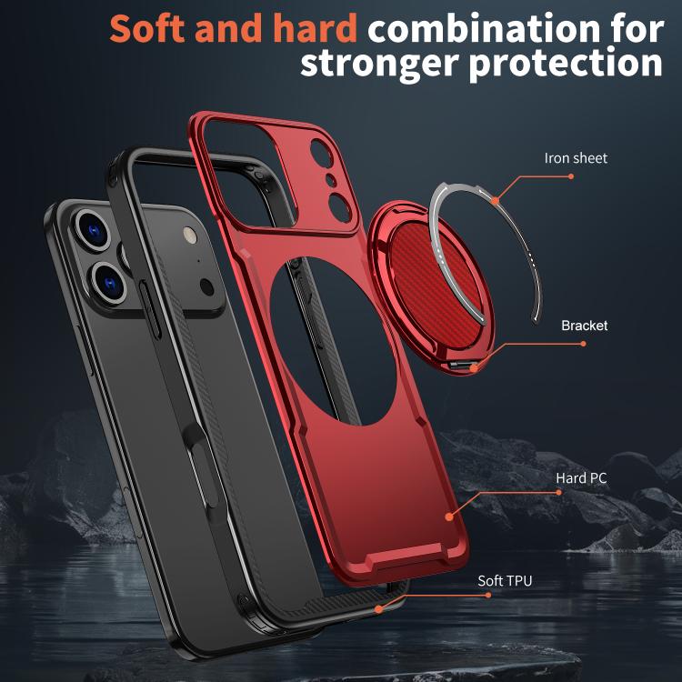 For iPhone 17 Pro Max kalebol Metal 360 Degree Rotation Holder MagSafe Phone Case(Red) - iPhone 17 Pro Max Cases by Kalebol | Online Shopping UK | buy2fix