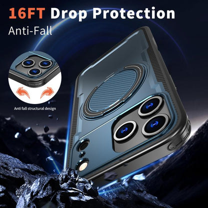 For iPhone 17 Pro Max kalebol Metal 360 Degree Rotation Holder MagSafe Phone Case(Navy Blue) - iPhone 17 Pro Max Cases by Kalebol | Online Shopping UK | buy2fix