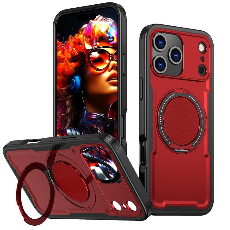 For iPhone 17 Pro kalebol Metal 360 Degree Rotation Holder MagSafe Phone Case(Red) - iPhone 17 Pro Cases by Kalebol | Online Shopping UK | buy2fix