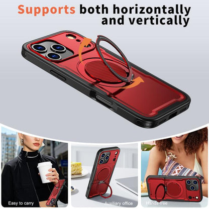 For iPhone 17 Pro kalebol Metal 360 Degree Rotation Holder MagSafe Phone Case(Red) - iPhone 17 Pro Cases by Kalebol | Online Shopping UK | buy2fix