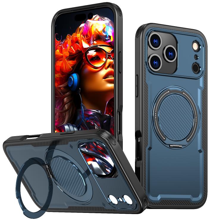 For iPhone 17 Pro kalebol Metal 360 Degree Rotation Holder MagSafe Phone Case(Navy Blue) - iPhone 17 Pro Cases by Kalebol | Online Shopping UK | buy2fix