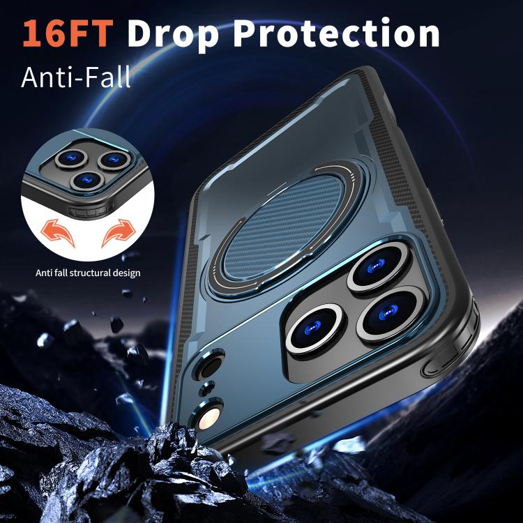 For iPhone 17 Pro kalebol Metal 360 Degree Rotation Holder MagSafe Phone Case(Navy Blue) - iPhone 17 Pro Cases by Kalebol | Online Shopping UK | buy2fix