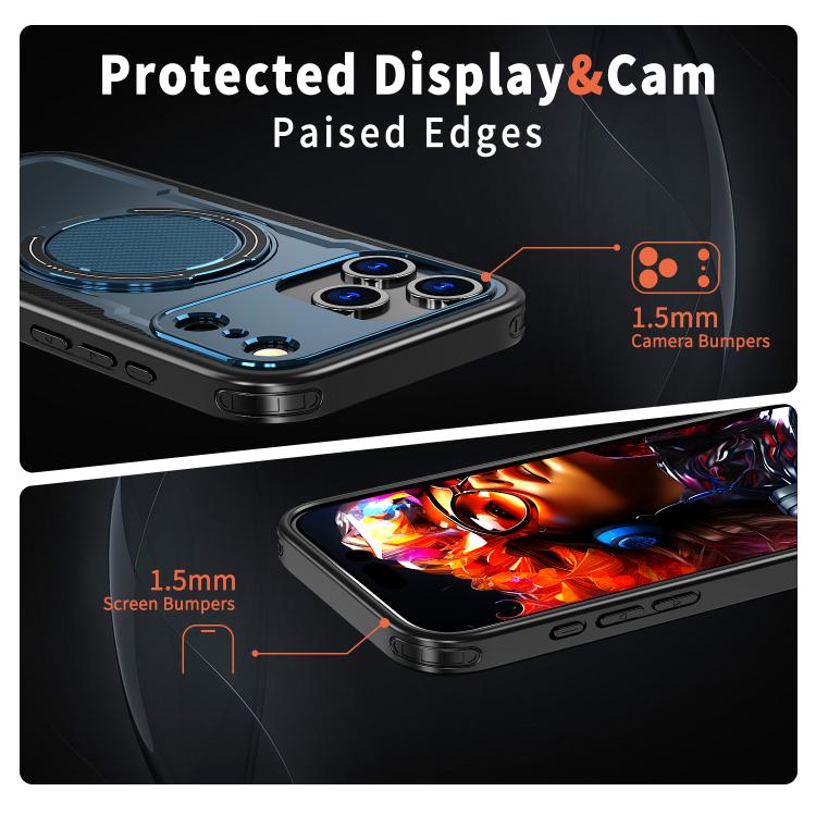 For iPhone 17 Pro kalebol Metal 360 Degree Rotation Holder MagSafe Phone Case(Navy Blue) - iPhone 17 Pro Cases by Kalebol | Online Shopping UK | buy2fix