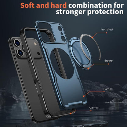 For iPhone 17 Pro kalebol Metal 360 Degree Rotation Holder MagSafe Phone Case(Navy Blue) - iPhone 17 Pro Cases by Kalebol | Online Shopping UK | buy2fix