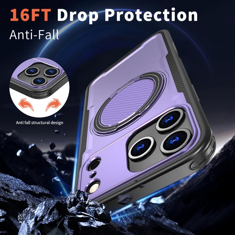 For iPhone 17 Pro kalebol Metal 360 Degree Rotation Holder MagSafe Phone Case(Purple) - iPhone 17 Pro Cases by Kalebol | Online Shopping UK | buy2fix