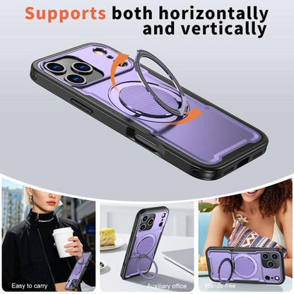 For iPhone 17 Pro kalebol Metal 360 Degree Rotation Holder MagSafe Phone Case(Purple) - iPhone 17 Pro Cases by Kalebol | Online Shopping UK | buy2fix