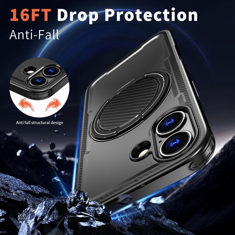 For iPhone 17 kalebol Metal 360 Degree Rotation Holder MagSafe Phone Case(Black) - iPhone 17 Cases by Kalebol | Online Shopping UK | buy2fix