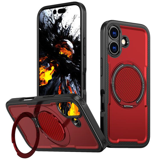 For iPhone 17 kalebol Metal 360 Degree Rotation Holder MagSafe Phone Case(Red)